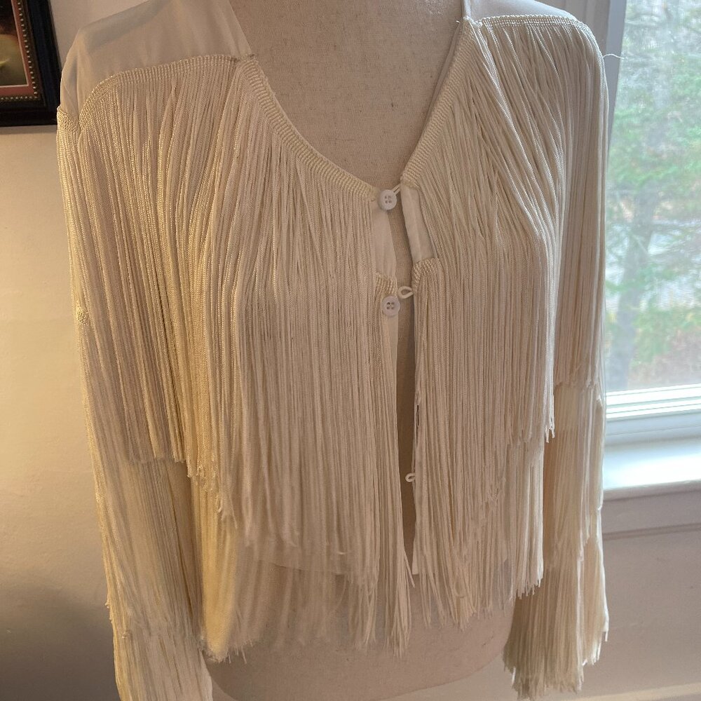 Goldie White Fringe Jacket – XS